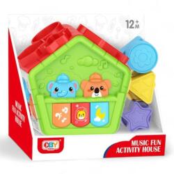  Bébi activiity ház, el. , Zenél, Ügyességi, formafelismerõ, 24x20 cm dob