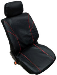  8 részes üléshuzat műbőr hatású, fekete színű piros csíkkal