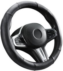  Valódi bőr kormányvédő - szellőző lyukacsos - fekete - 36-38cm - DW-5505BK