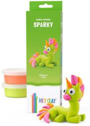  Gyurma klt. , Hey Clay, unikornis, zöld, Sparky, 3 tégely, 7x22 cm dob - vackorjatek