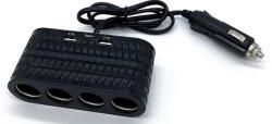  Szivargyújtó elosztó 4-es + 2 USB aljzat + 1 Type-C 12/24V - max. 120W