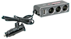 LAMPA Szivargyújtó elosztó - 3-as+USB
