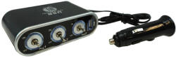 ALL Ride 3-as szivargyújtó elosztó külön kapcsolókkal és USB kimenettel - 12/24V