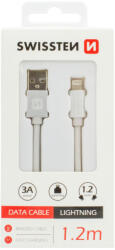 SWISSTEN Lightning adatkábel - 3A - 120cm - ezüst/fehér