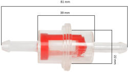  Gázolajszűrő, műanyag betétes - 81x22 mm - Ø 8mm