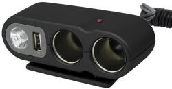 Carpoint Szivargyújtó elosztó 2-es - USB+világítás