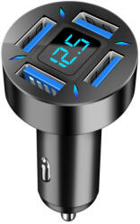  Autós töltő + voltmérő - 4USB 4.8A - Quick Charge 3.0 - 12-24V
