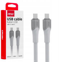 AMIO USB-C adatkábel - fehér - 200cm - 60W