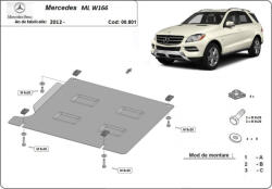 Scut Protection Mercedes ML W166, 2012-2024 - Acél Váltóvédő lemez