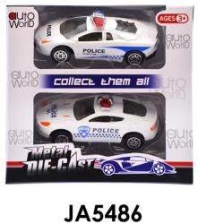 Fém rendõrautó, 2 db, 4 féle, 13x12 cm dob