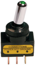 LAMPA Led-es kapcsoló - zöld - 12/24V