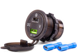 AMiO USB + USB C autós töltő feszültségmérővel - MOD-7 12/24V