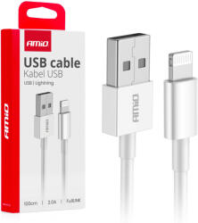 AMIO Lightning kábel 2A - 100cm - fehér