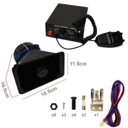 MAXSPEED 5 szólamú sziréna + mikrofon - 12V 220W