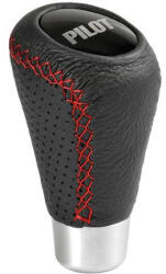 LAMPA Speed Sport sebváltógomb - fekete bőr, piros varrás