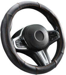  Valódi bőr kormányvédő szellőző lyukacsos narancs varrásos mintával - 36-38cm - DW-5505OR