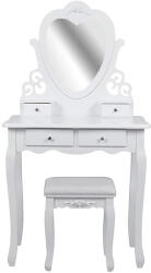 Timeless Tools Tükrös fésülködő asztal párnázott székkel, London - fehér