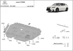 Scut Protection Lexus CT200H, 2011-2024 - Acél Motor, váltó és hűtővédő lemez