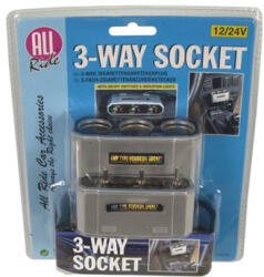 ALL Ride All Ride szivargyújtó elosztó hármas - 12/24V - kapcsolóval