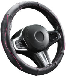  Valódi bőr kormányvédő szellőző lyukacsos pink betétes mintával - 36-38cm - DW-5506RO