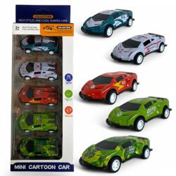  Fém autó, 5 db, hátrah. , vegyes, 11x26 cm dob