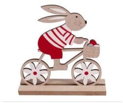 QX Fa dekoráció nyuszi figurával és biciklivel - 16 cm (65712)