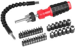 Csavarhúzó flexibilis hosszabbítóval, bitekkel és dugókulcsokkal - 40darabos készlet