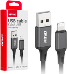 AMIO USB-Lightning adatkábel - fekete - 120cm