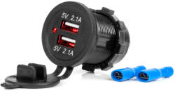 AMiO MOD-04 dupla USB vízálló autós töltő - 12/24V 2x2.1A