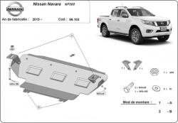 Scut Protection Nissan Navara NP300, 2015-2020 - Acél Hűtővédő lemez