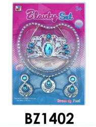  Korona klt. , korona, nyaklánc, fülbevaló, kék, 20x28 cm lapon