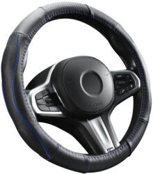  Valódi bőr kormányvédő szellőző lyukacsos kék betétes mintával - 36-38cm - DW-5506BL