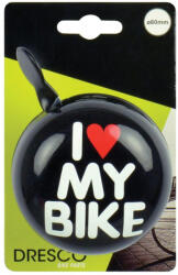 DRESCO I Love My Bike kerékpár csengő - fekete