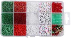  Karkötõ, ékszer készítõ klt. , fülbevaló, nyaklánckészítõ kieg. , kásagyöngy, 15 fakk, 17x10 cm dob - vackorjatek