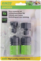 KINZO csatlakozókészlet kerti locsolótömlőhöz - 1/2" - 4 darabos