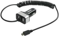 LAMPA szivargyújtós töltő 2xUSB, Micro USB 150cm kábellel - 5.8A 12/24V