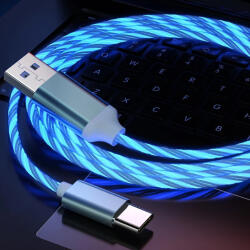  TYPE-C világító LED töltőkábel - kék