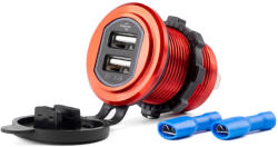 AMiO vízálló gyorstöltő - alumínium - 2 USB 12/24V 3.1A