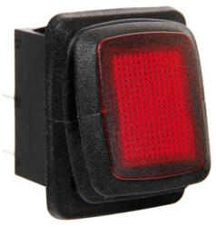 LAMPA Vízálló kapcsoló piros leddel - 12/24V - 10A - IP65