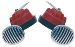  12V-os dupla csigakürt - piros-króm