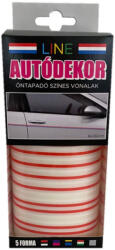 LINE öntapadós dekorcsík - 8x130cm - piros-fehér 01