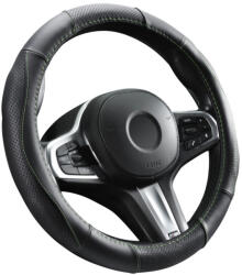  Valódi bőr kormányvédő szellőző lyukacsos zöld varrásos mintával - 36-38cm - DW-5505G