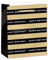  IRIS matt papírtasak hologrammos hot stamp Happy Birtday fekete/arany 18 x 23cm (QX_IMPEX_KFT_370575) (QX_IMPEX_KFT_370575)