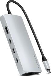 Satechi USB Type-C multiport adapter V3, 5x USB-C, 8K HDMI2.1, Gigabit LAN, ezüst (ST-P8KES) (ST-P8KES)