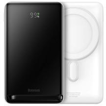 Baseus MAGNETIC vésztöltő Type-C aljzat (10000mAh, 20W, wireless, PD gyorstöltő, MagSafe) FEHÉRPPCX0