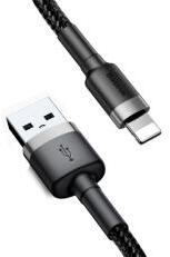 Baseus CAFULE adatkábel (USB - lightning, 1.5A, gyorstöltő 3.0, 200cm, cipőfűző) FEKETECALKLF-CG1 (112729)