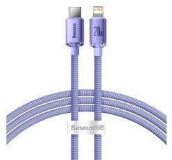 Baseus CRYSTAL SHINE adatkábel (Type-C - lightning, 20W, PD gyorstöltő, 120cm, cipőfűző) LILACAJY000 (112721)