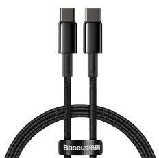 Baseus TUNGSTEN GOLD adatkábel (Type-C - Type-C, 100W, PD gyorstöltő, 200cm, törésgátló) FEKETECATWJ