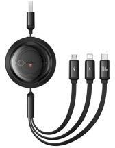 Baseus FREE2DRAW adatkábel 3in1 (USB - lightning/microUSB/Type-C, 100W, gyorstöltő, 110cm, csévélhet - primanet - 5 590 Ft