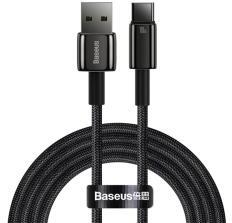 Baseus TUNGSTEN GOLD adatkábel (USB - Type-C, 100W, gyorstöltő, 200cm, törésgátló) FEKETECAWJ000101 (133278)